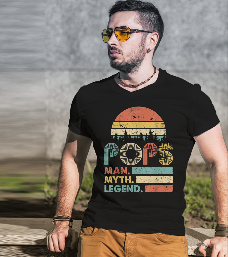 Pops The Man The Myth The Legend Retro Sunset T-Shirt