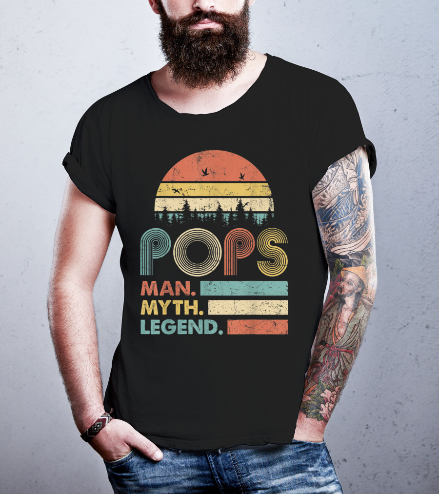 Pops The Man The Myth The Legend Retro Sunset T-Shirt