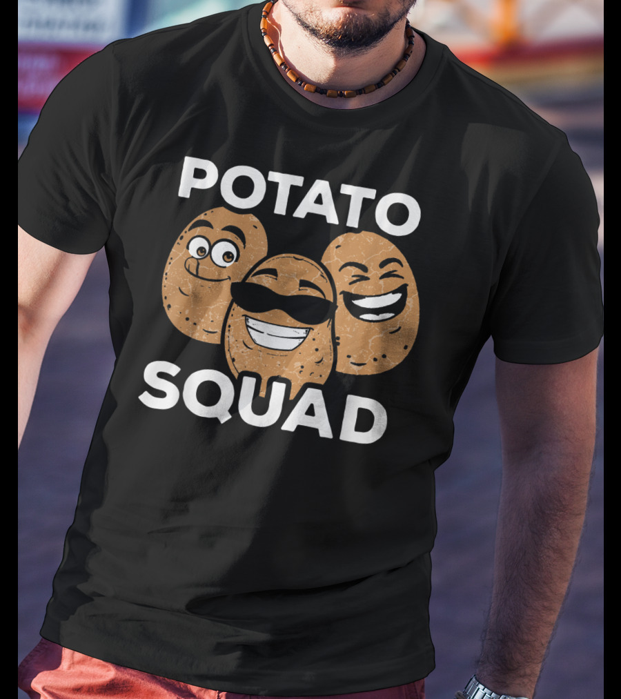 Potato Squad Cute Funny Potato Lover Smiling Cartoon Faces T-Shirt