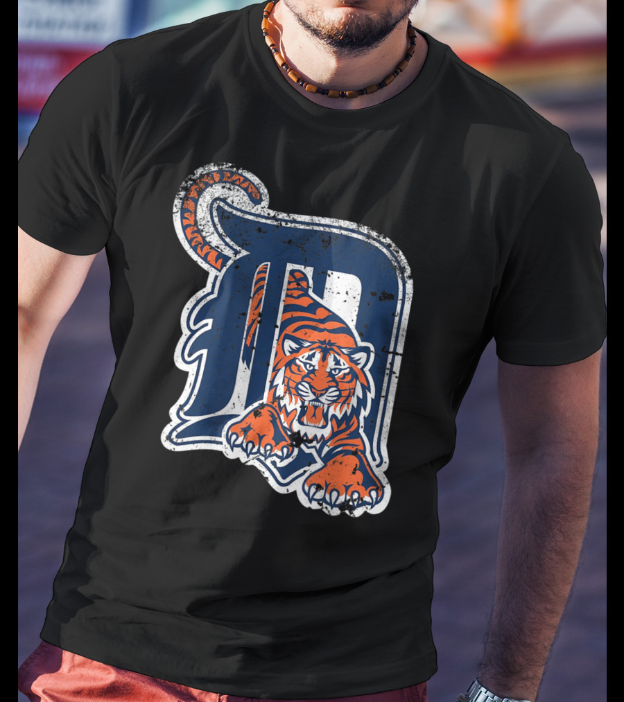Tiger Mascot Distressed Detroit T-Shirt