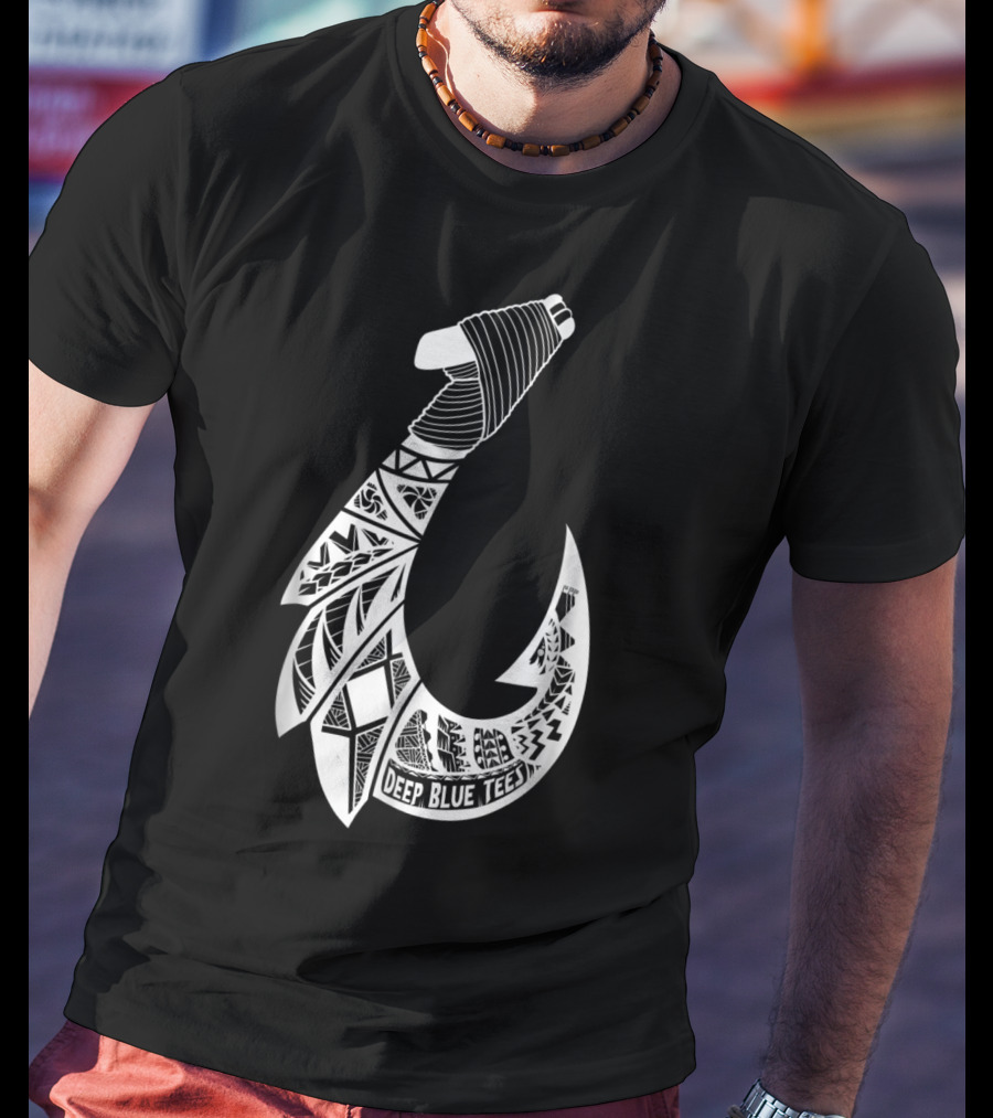 Tribal Hawaiian Hook By Deep Blue T-Shirt