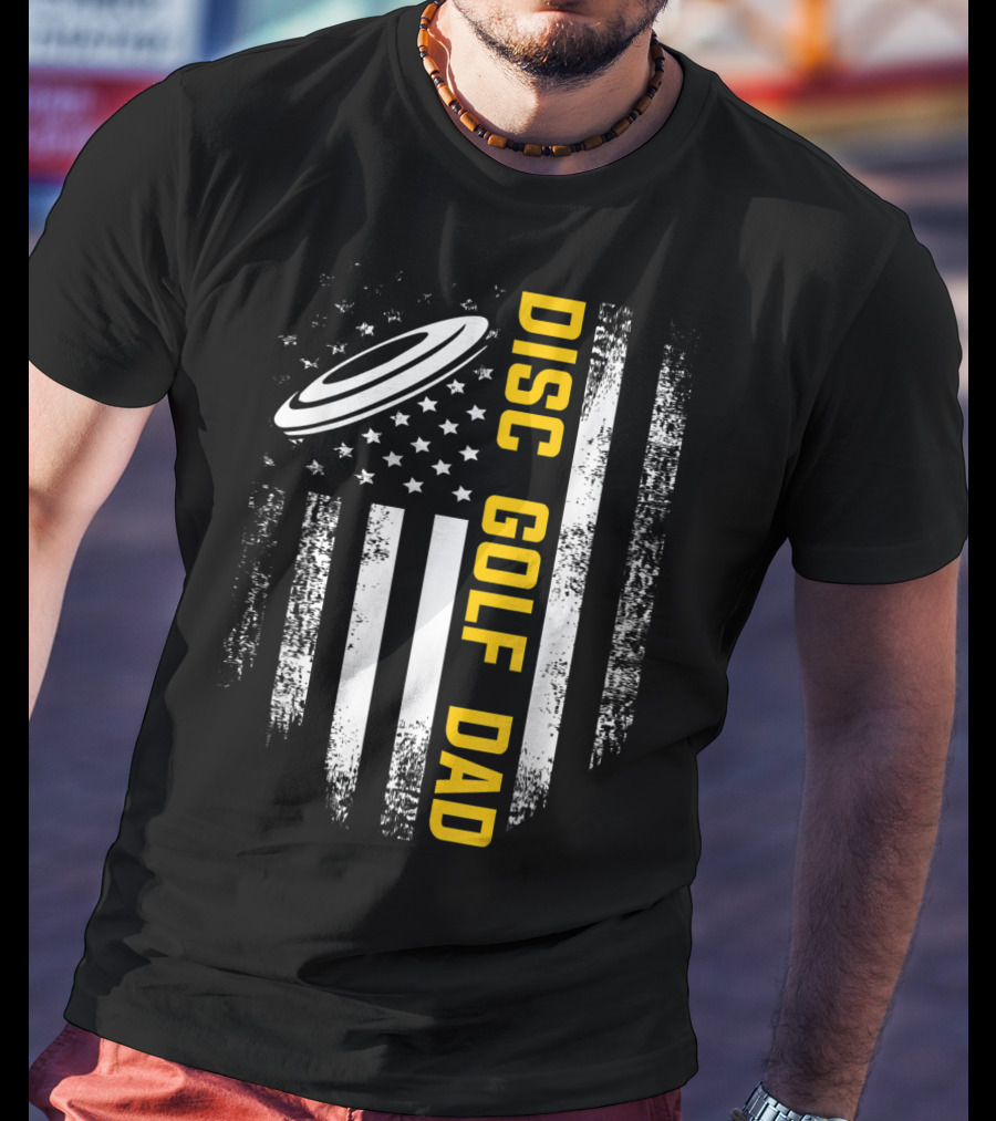Disc Golf Dad American Flag Vintage Father's Day T-Shirt