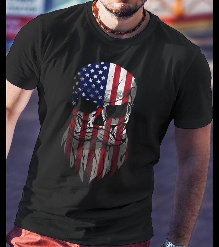 American Beard Skull T-Shirt