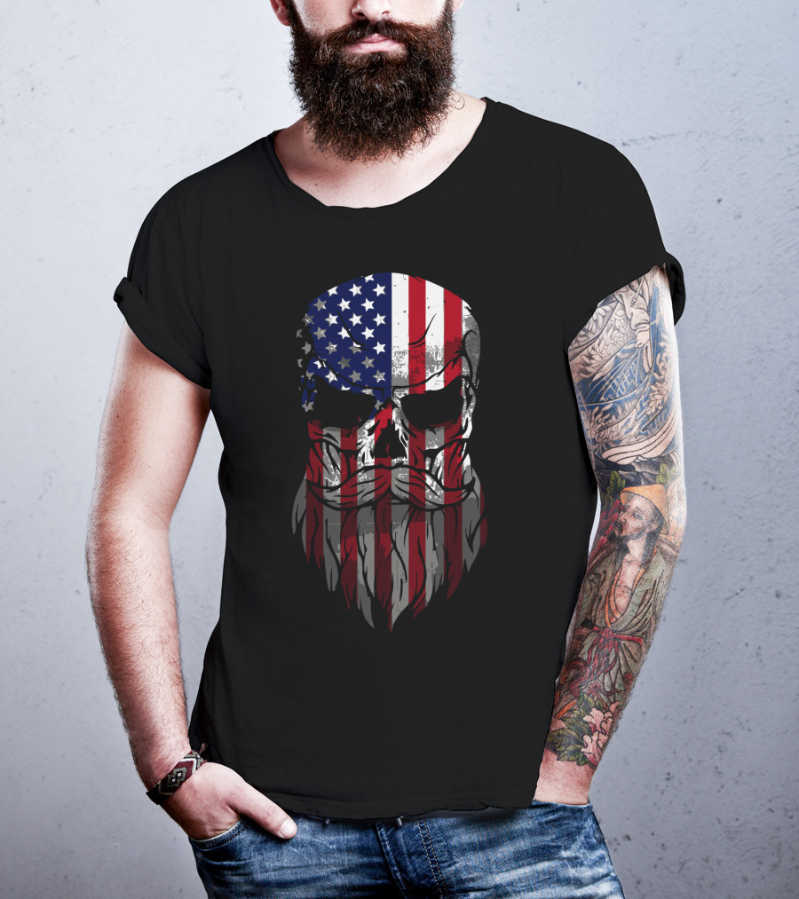 American Beard Skull T-Shirt