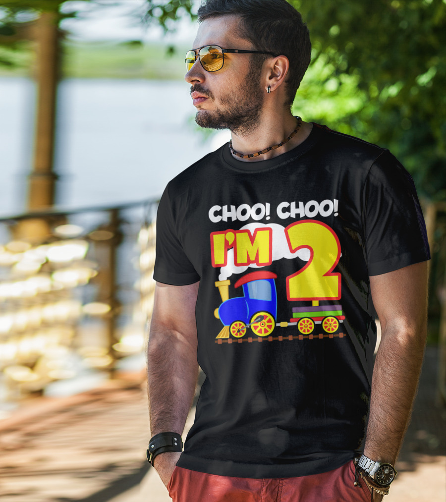 Choo Choo I'm 2 Year Old Train Birthday Toddler Fun T-Shirt