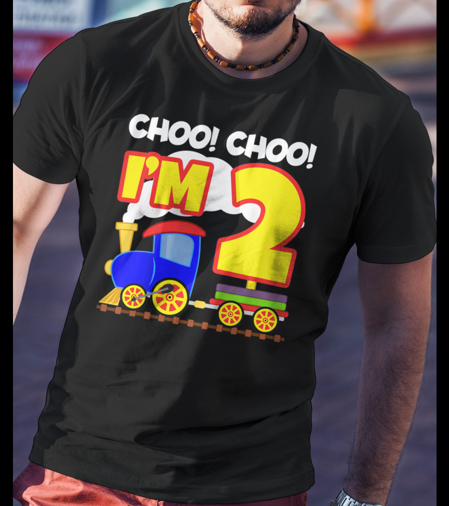 Choo Choo I'm 2 Year Old Train Birthday Toddler Fun T-Shirt