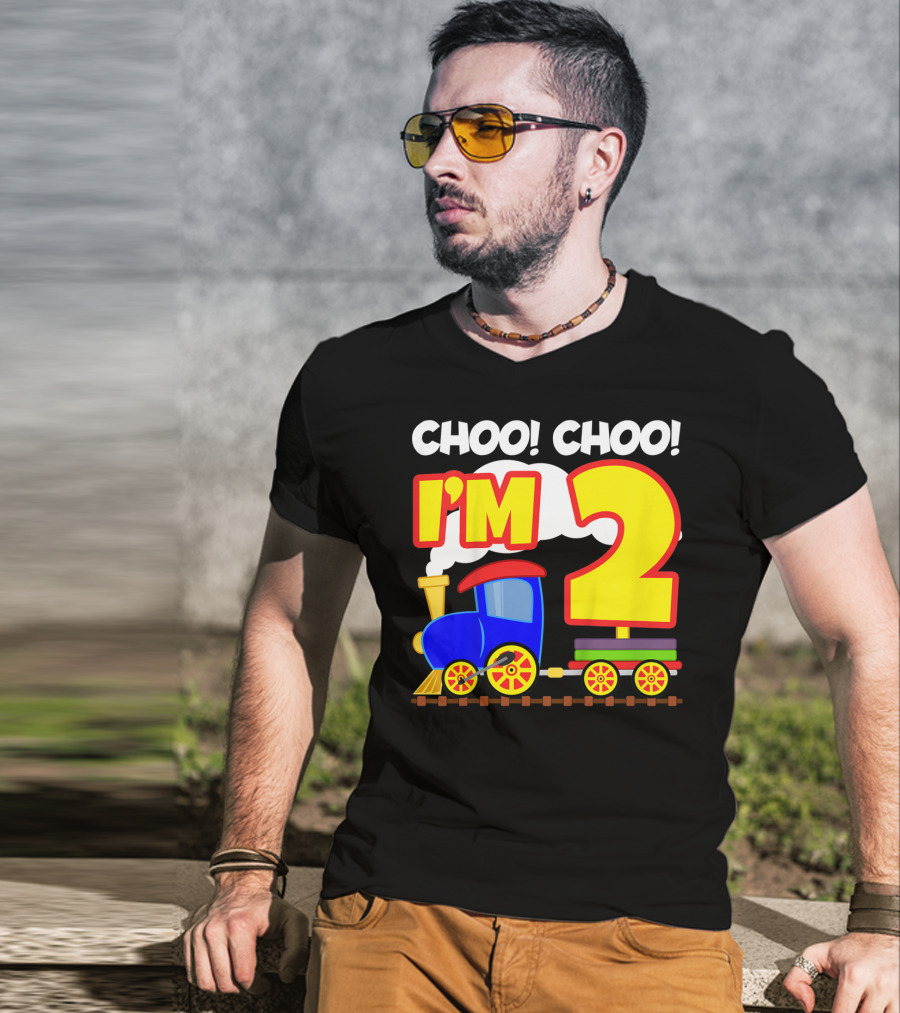 Choo Choo I'm 2 Year Old Train Birthday Toddler Fun T-Shirt
