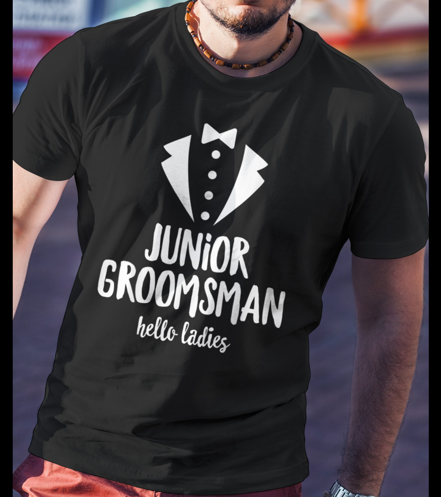 Junior Groomsman Hello Ladies Tuxedo T-Shirt