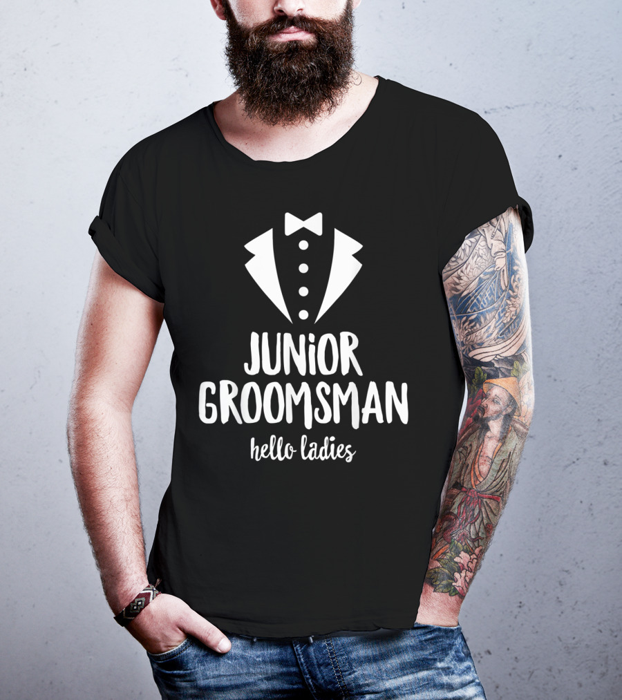 Junior Groomsman Hello Ladies Tuxedo T-Shirt
