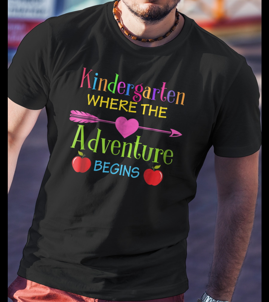 Kindergarten Where The Adventure Begins Arrow Heart Apples T-Shirt