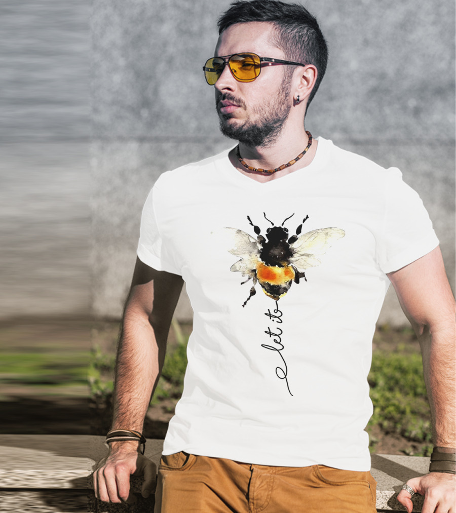 Let It Bee Bumblebee Art Hippies Sunflowers T-Shirt
