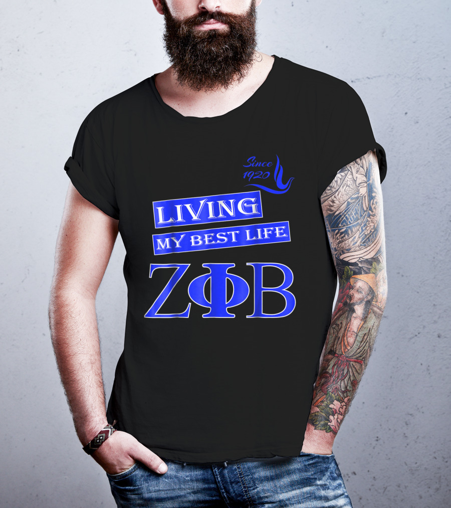 Living My Best Life Since 1920 Zeta Phi Beta Blue Soro T-Shirt