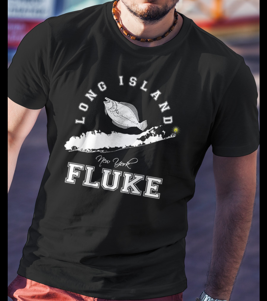 Long Island New York Fluke Fishing Map T-Shirt