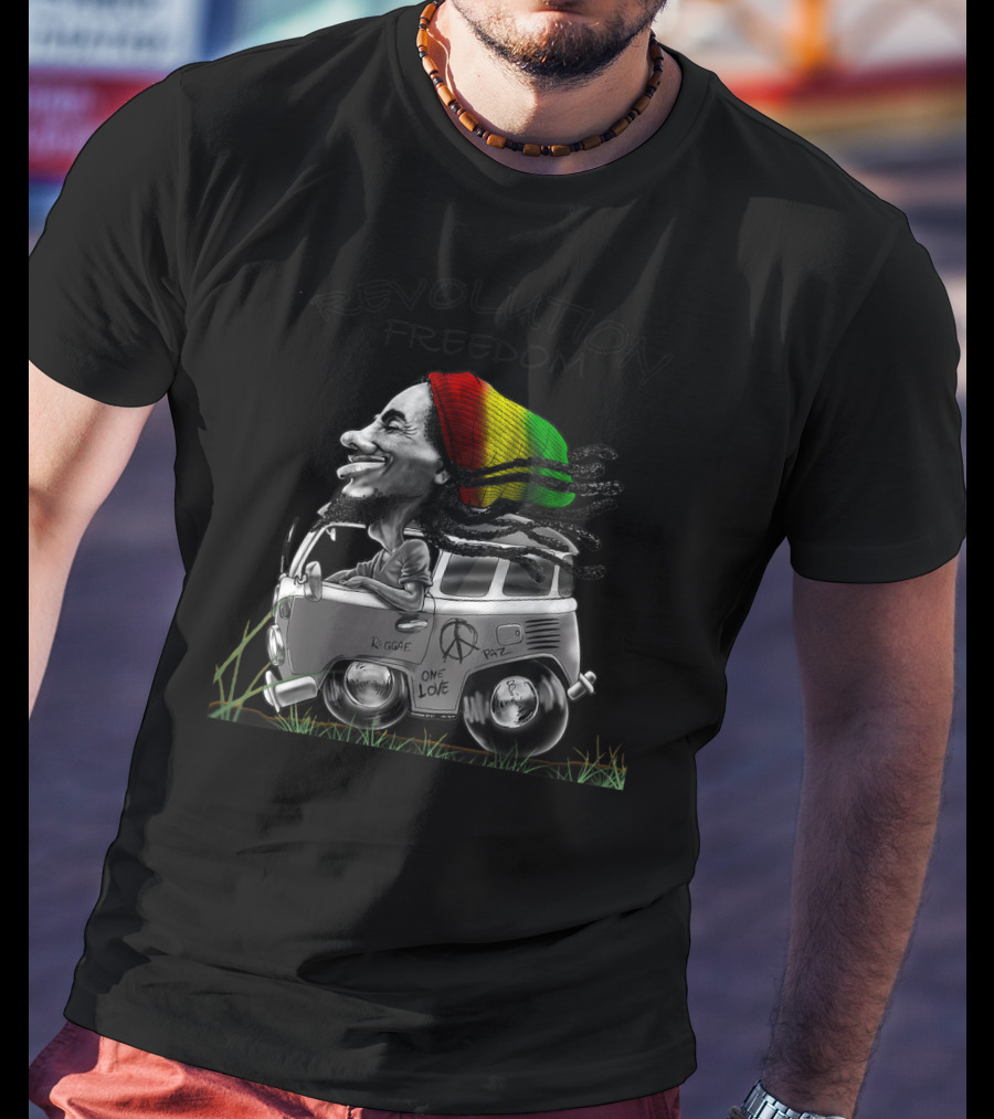 Revolution Freedom Rasta Reggae One Love Marley Peace Bus Bob Lover T-Shirt