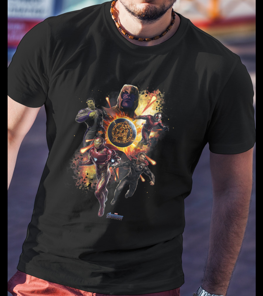 Marvel Avengers Endgame Thanos Iron Man Hulk Captain America Ant-Man Planet Explosion T-Shirt