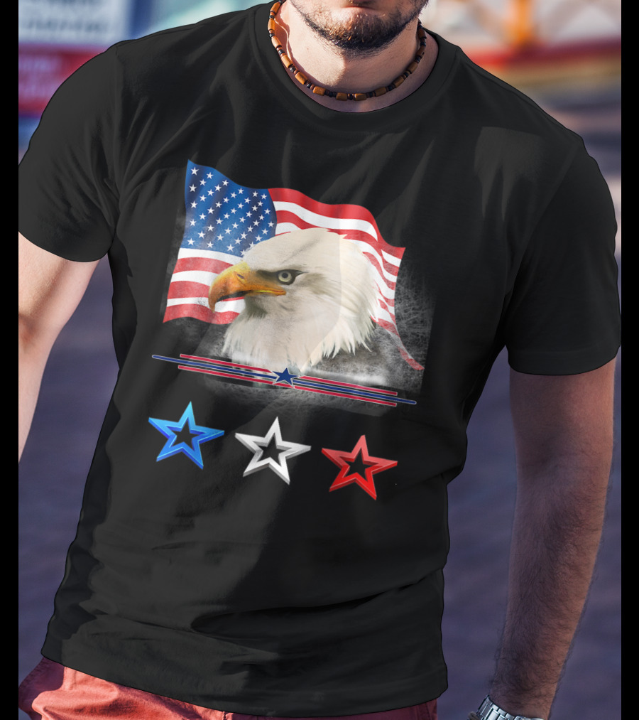 American Flag Eagle With Red White Blue Stars T-Shirt