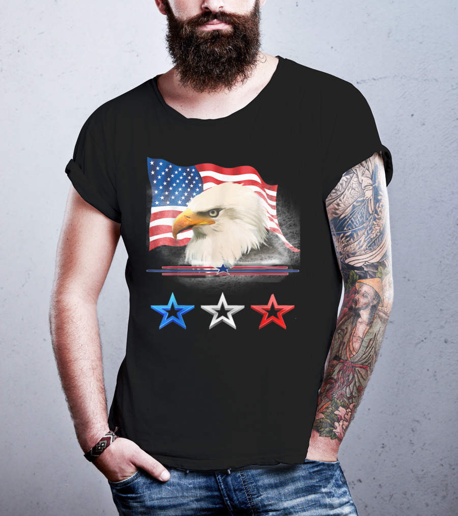 American Flag Eagle With Red White Blue Stars T-Shirt