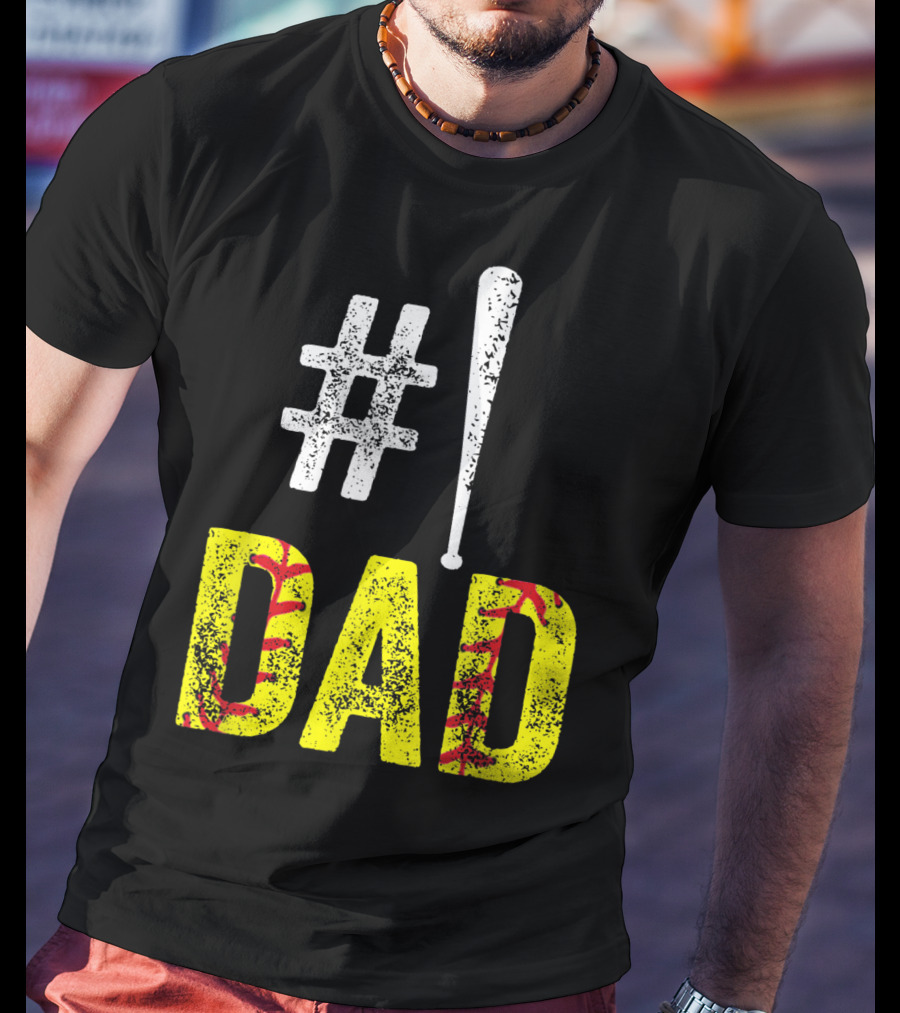 1 Dad Baseball Softball Funny Daddy T-Shirt