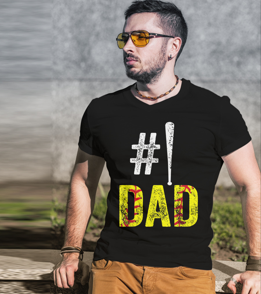 1 Dad Baseball Softball Funny Daddy T-Shirt