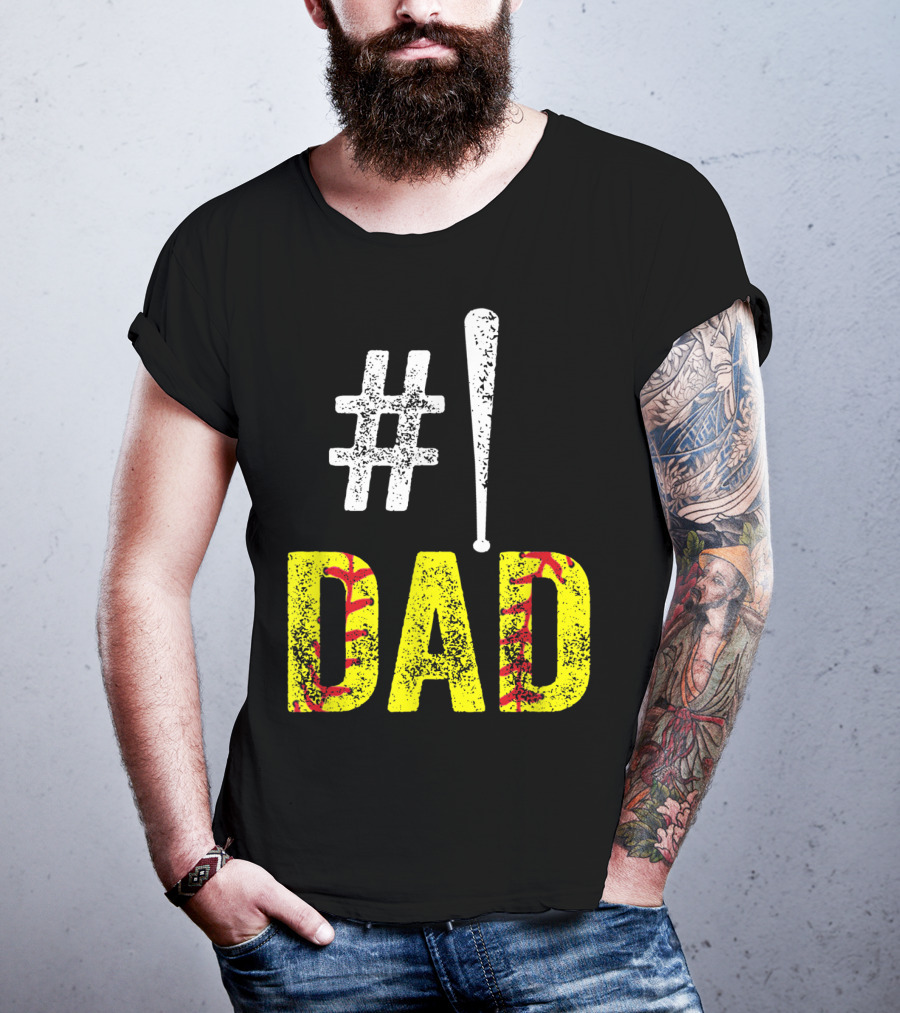 1 Dad Baseball Softball Funny Daddy T-Shirt