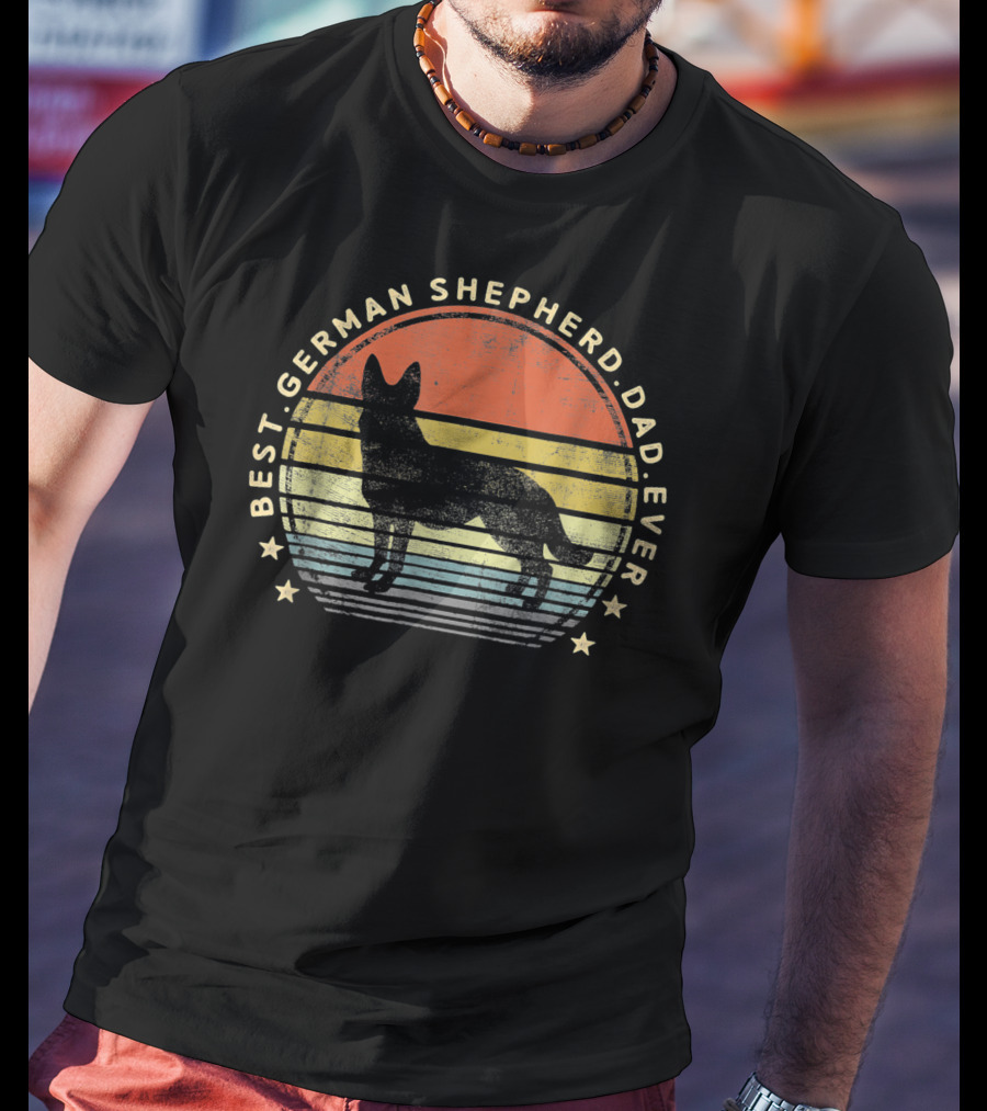 Mens Best German Shepherd Dad Ever Retro T-Shirt