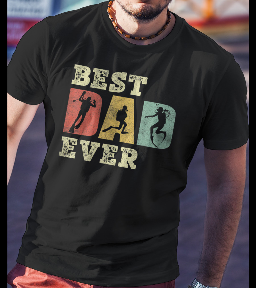 Mens Best Dad Ever With Scuba Diving T-Shirt