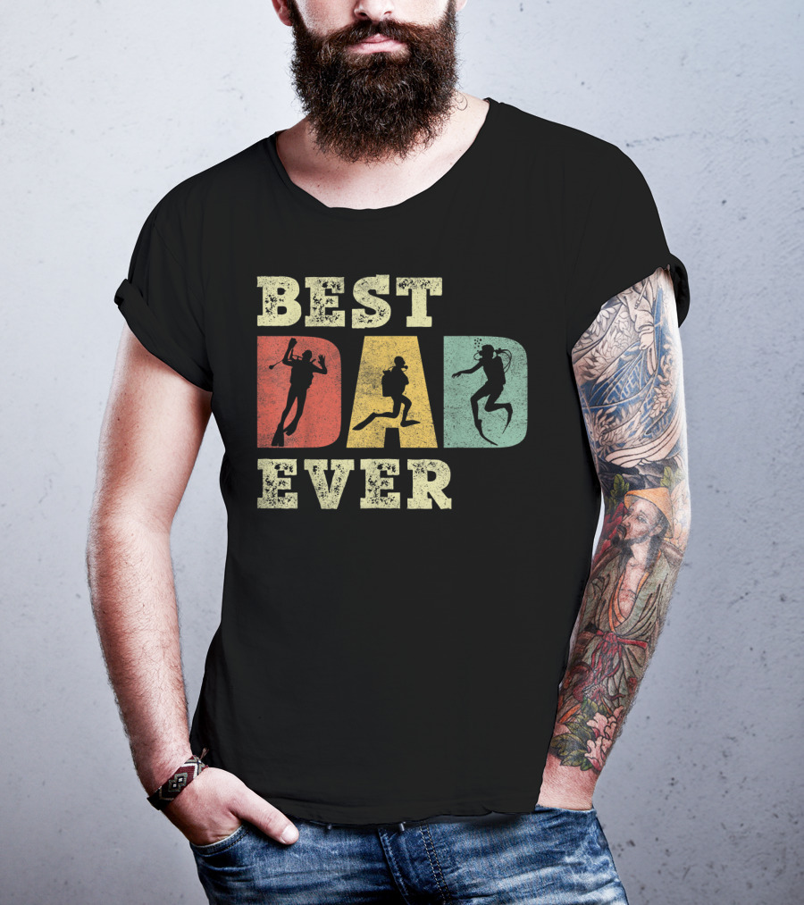 Mens Best Dad Ever With Scuba Diving T-Shirt