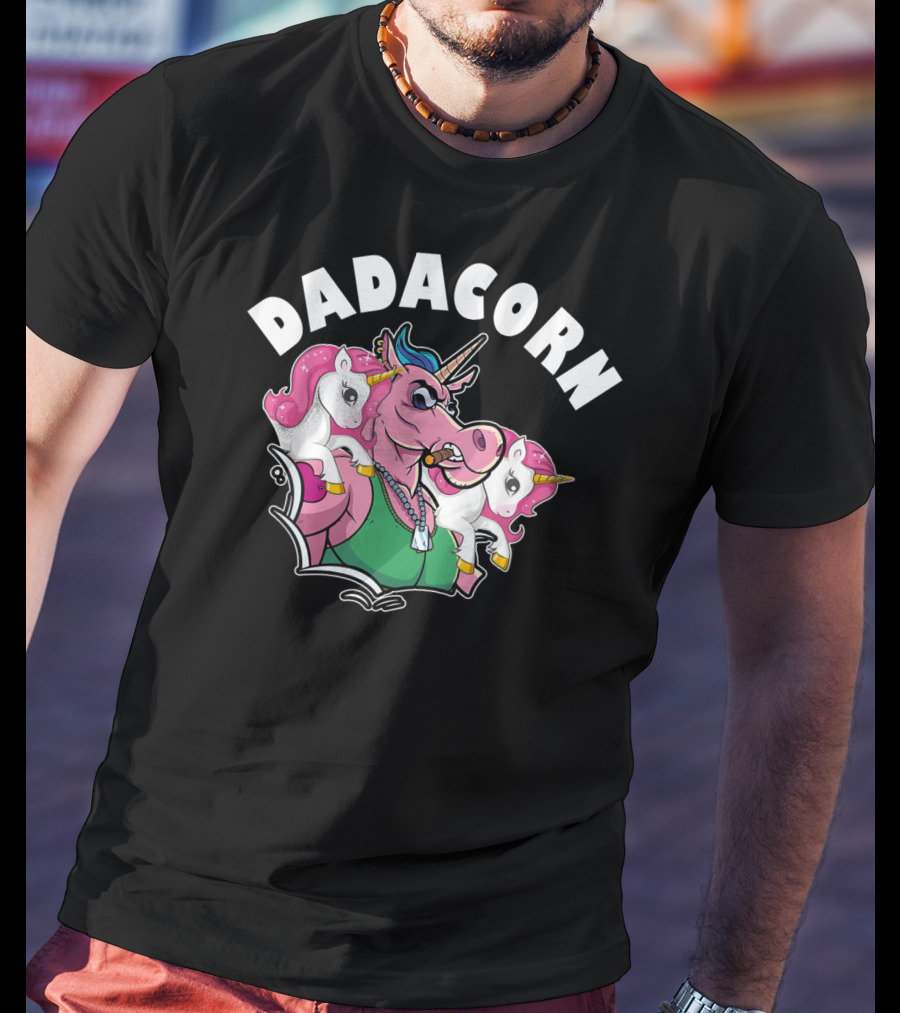 DADACORN Mens Funny Twin Dad Unicorn T-Shirt