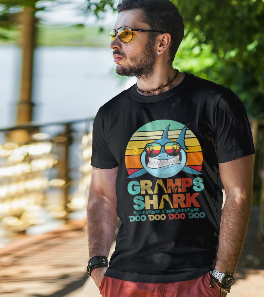 Gramps Shark Doo Doo Doo Doo Mens Vintage Funny T-Shirt
