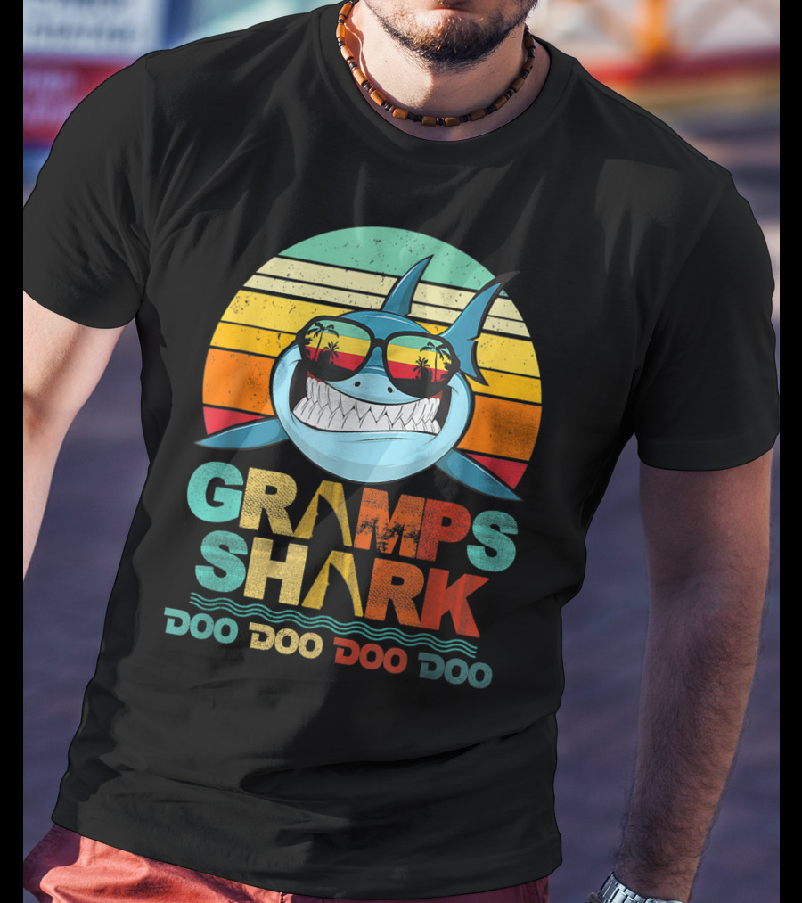 Gramps Shark Doo Doo Doo Doo Mens Vintage Funny T-Shirt