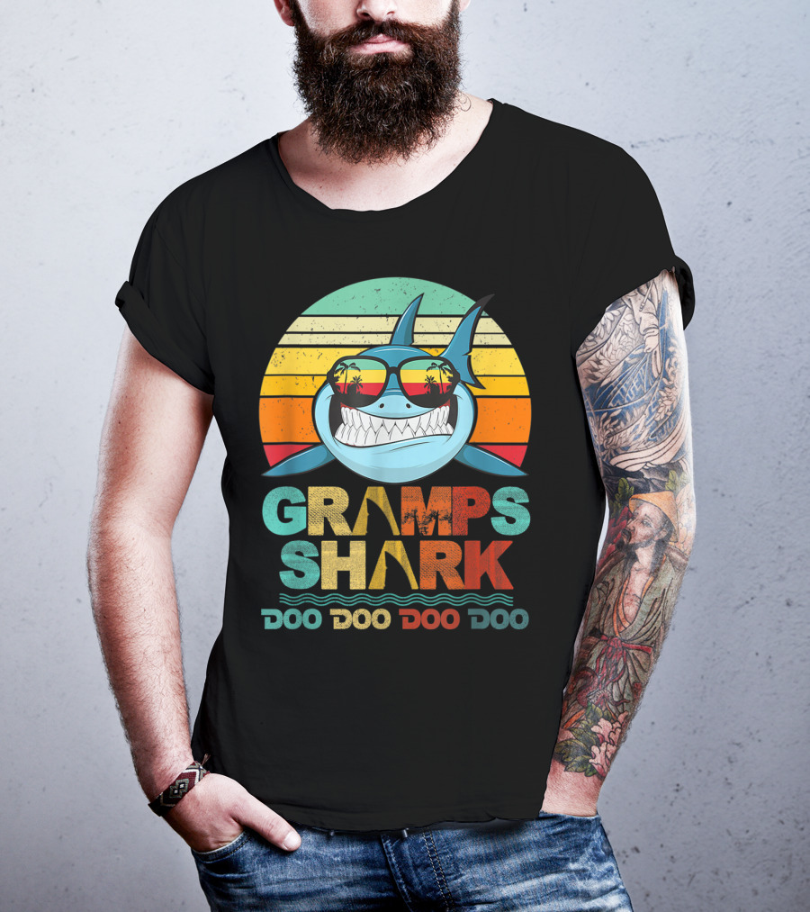 Gramps Shark Doo Doo Doo Doo Mens Vintage Funny T-Shirt