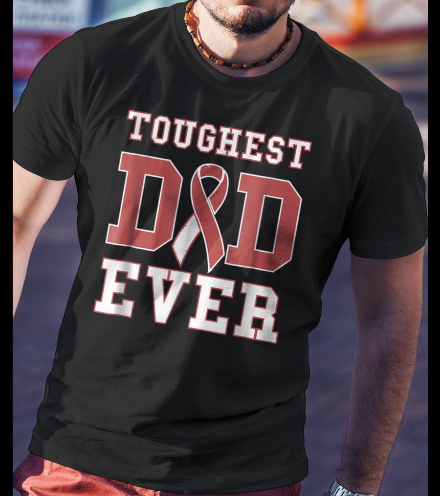Toughest Dad Ever Head Neck Cancer Survivor Ribbon T-Shirt