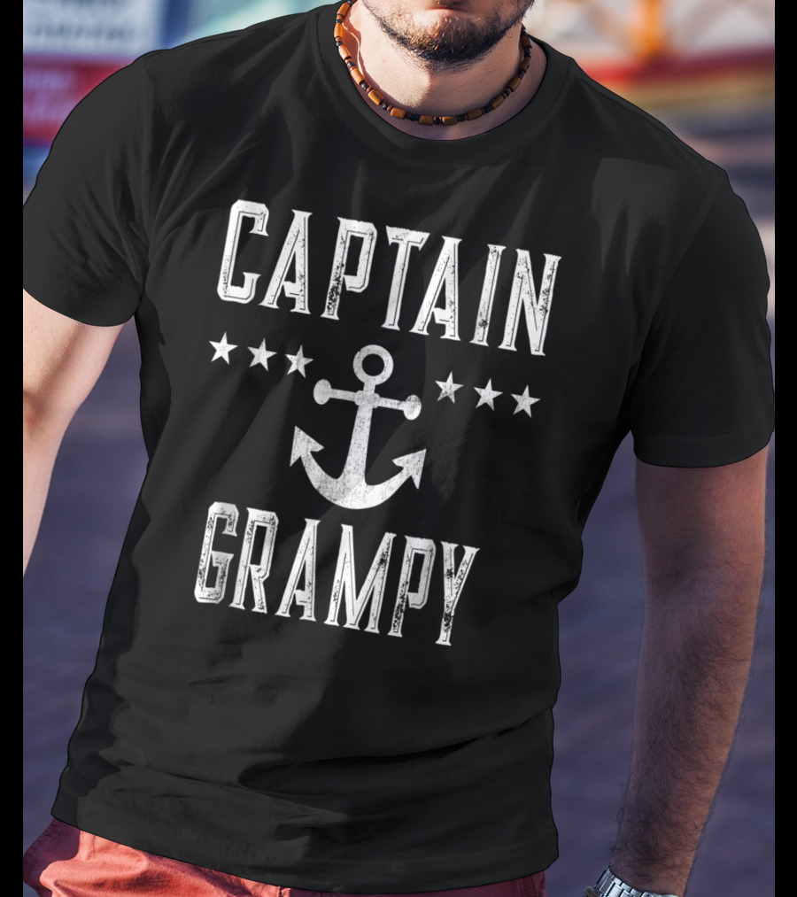 Captain Grampy Vintage Anchor Stars Family Cruise T-Shirt