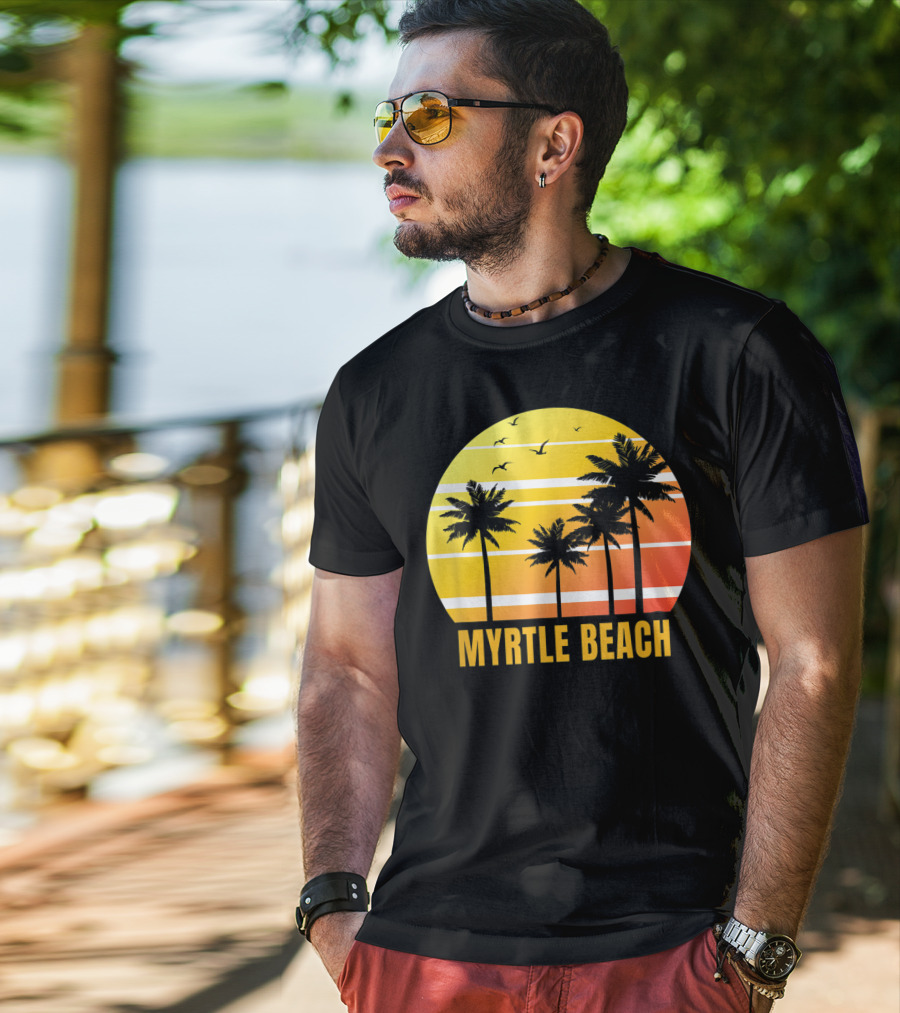 Myrtle Beach South Carolina Palm Trees Sunset Vacation Souvenir T-Shirt