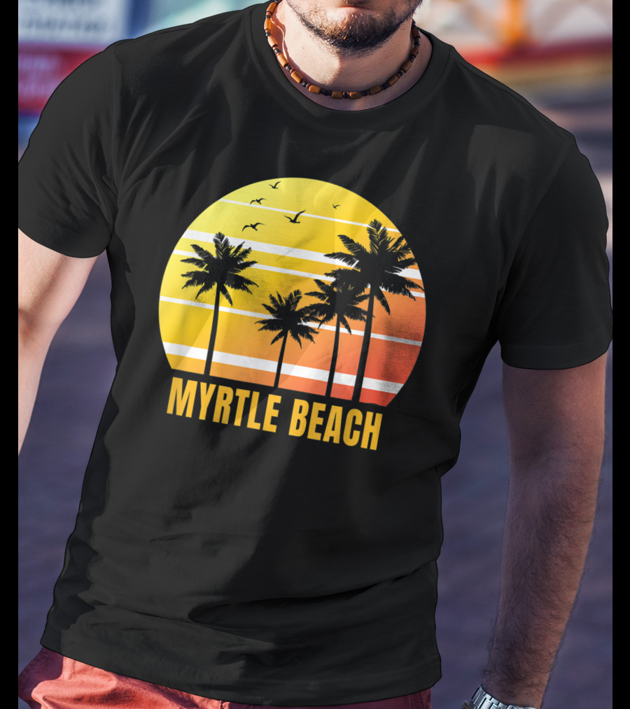 Myrtle Beach South Carolina Palm Trees Sunset Vacation Souvenir T-Shirt