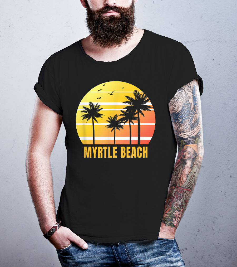 Myrtle Beach South Carolina Palm Trees Sunset Vacation Souvenir T-Shirt