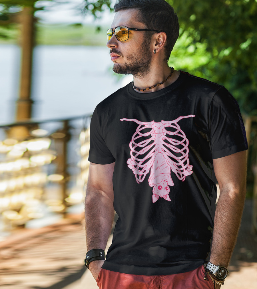 Nu Goth Pastel Bat With Skeleton Aesthetic T-Shirt