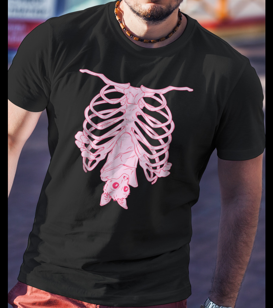 Nu Goth Pastel Bat With Skeleton Aesthetic T-Shirt