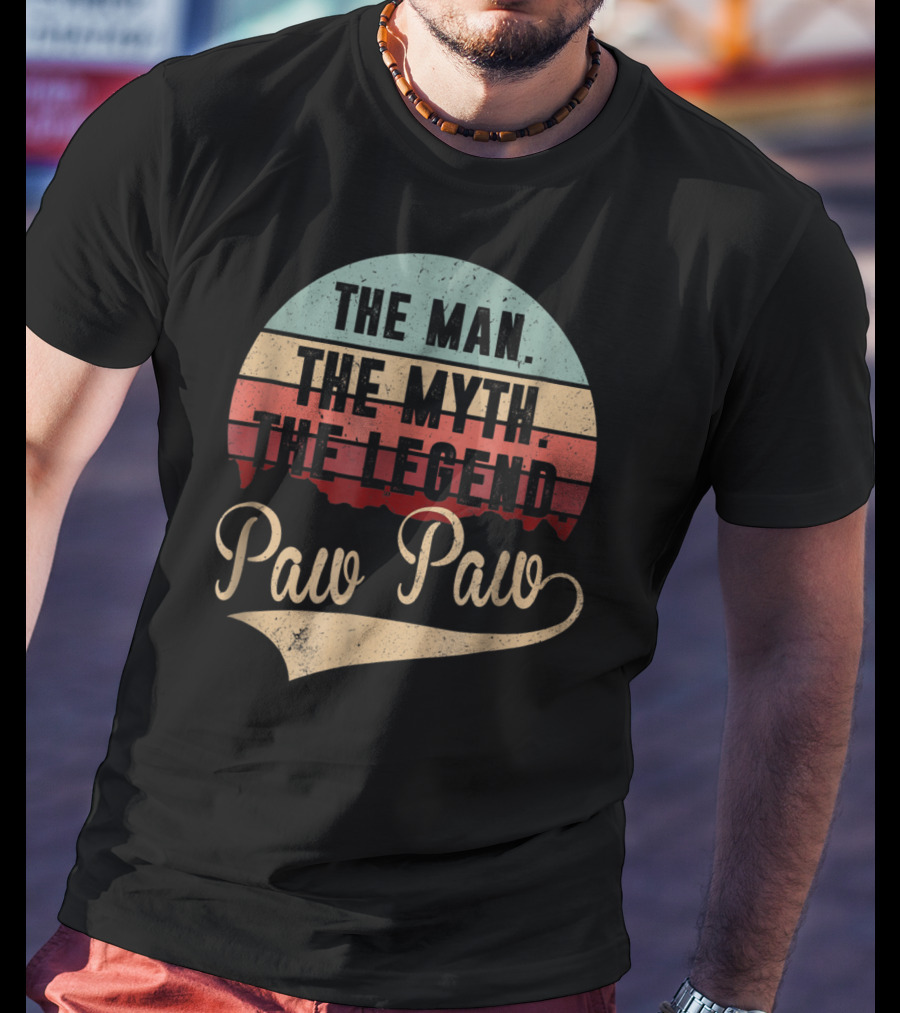 Paw Paw The Man The Myth The Legend Retro Vintage Sunset T-Shirt