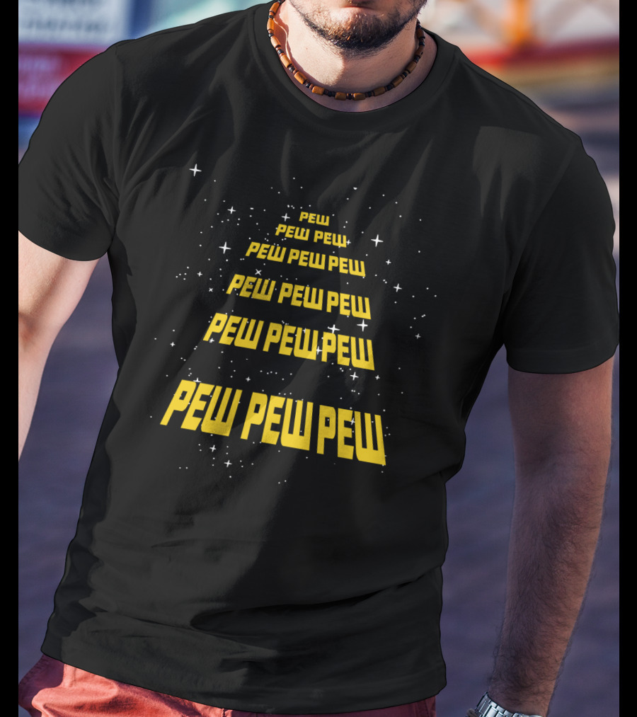 Pew Pew Pew Wars Funny Parody Text With Space Stars T-Shirt