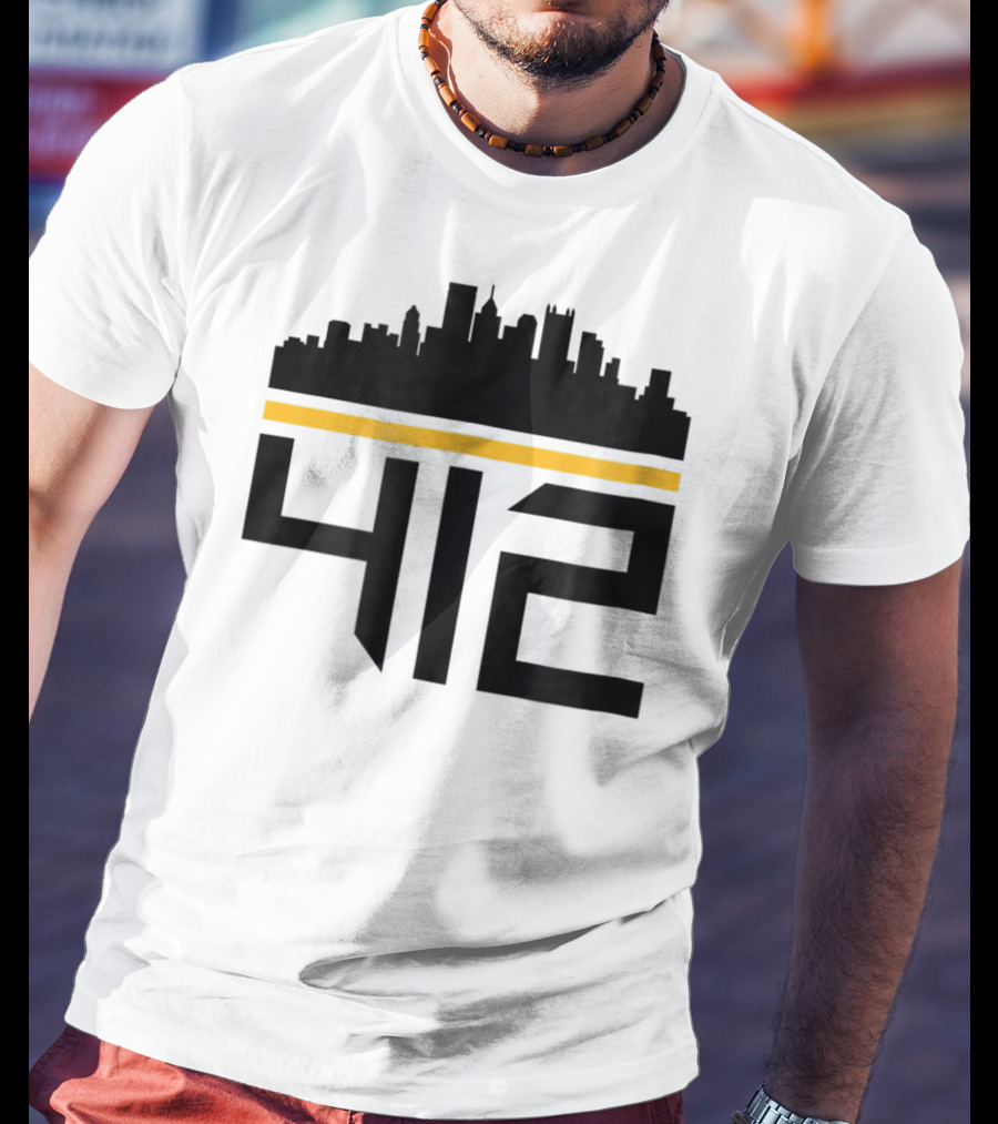 Pittsburgh Skyline 412 Steel City Black And Gold T-Shirt
