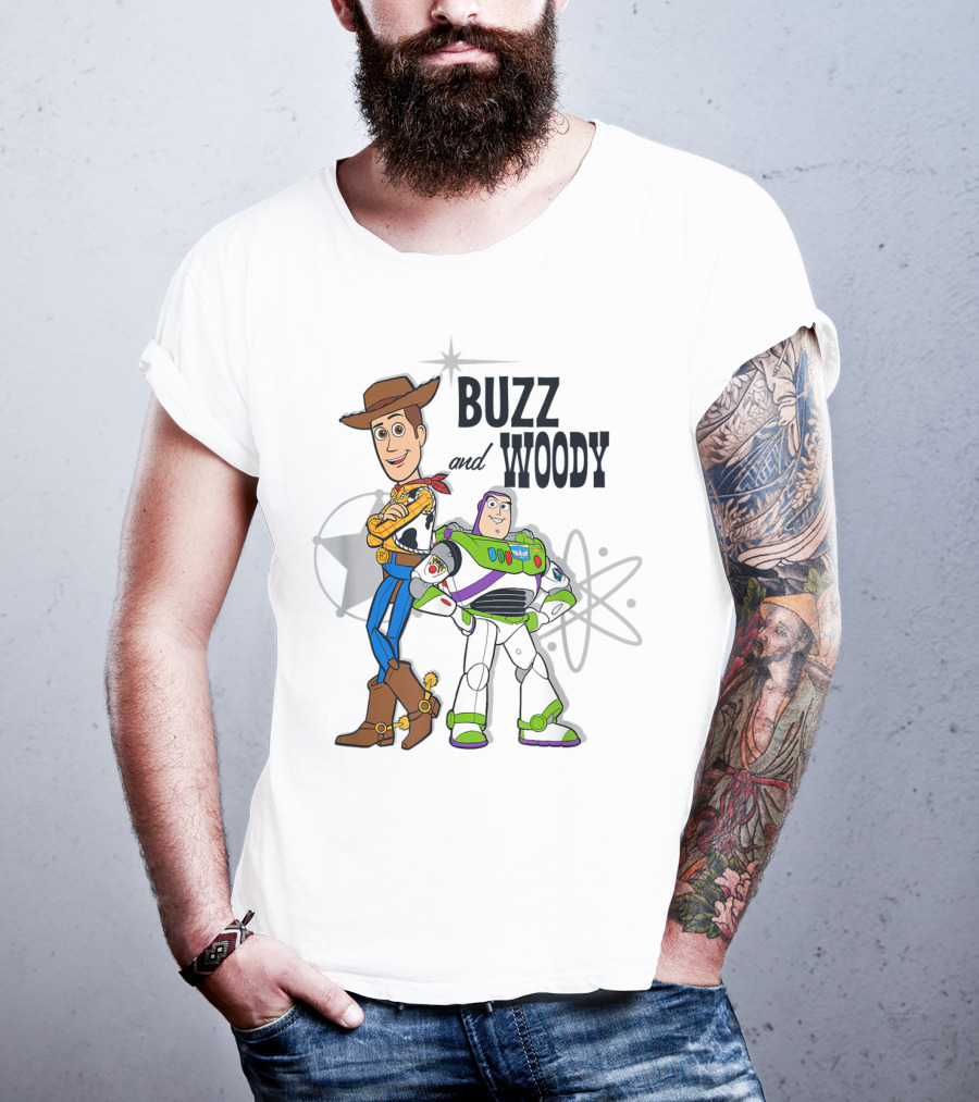 Pixar Toy Story Buzz And Woody Star Atom T-Shirt