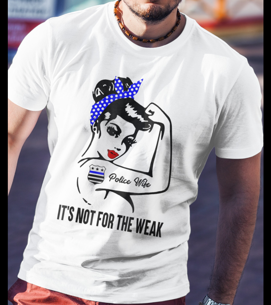 Police Wife Strength Blue Polka Dot Bandana Icon Tattoo T-Shirt