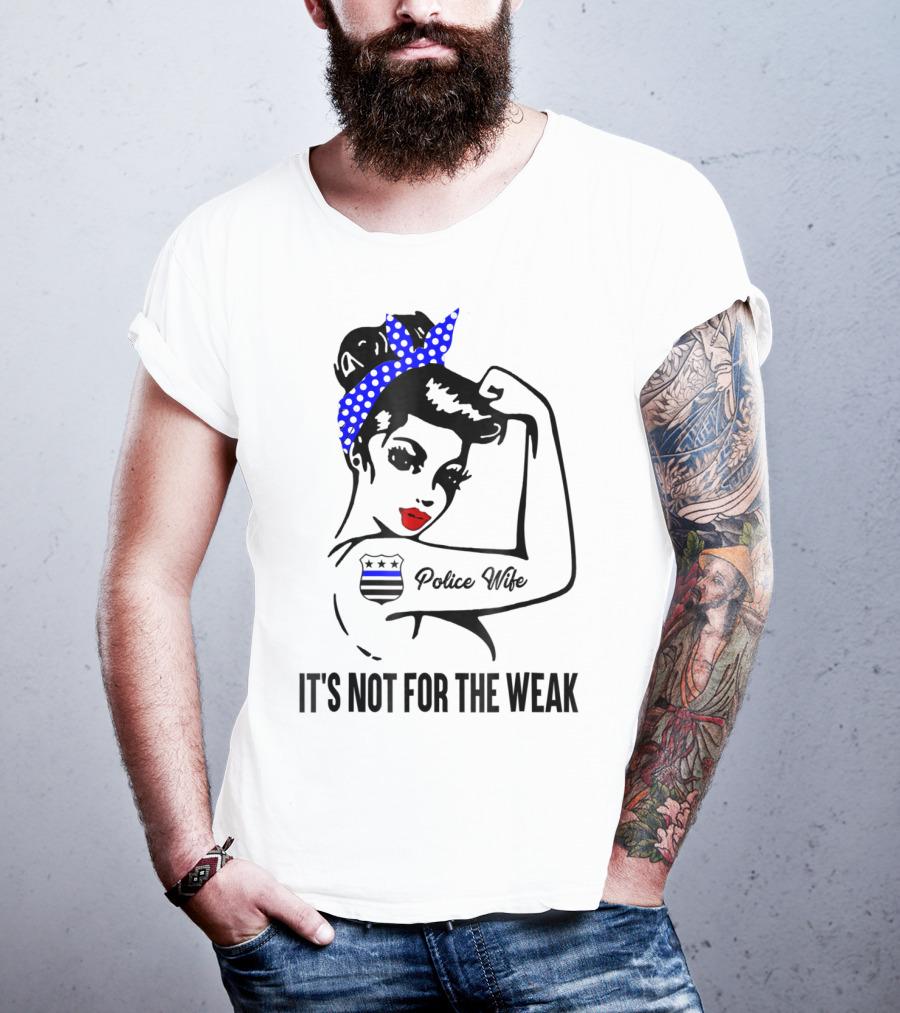 Police Wife Strength Blue Polka Dot Bandana Icon Tattoo T-Shirt