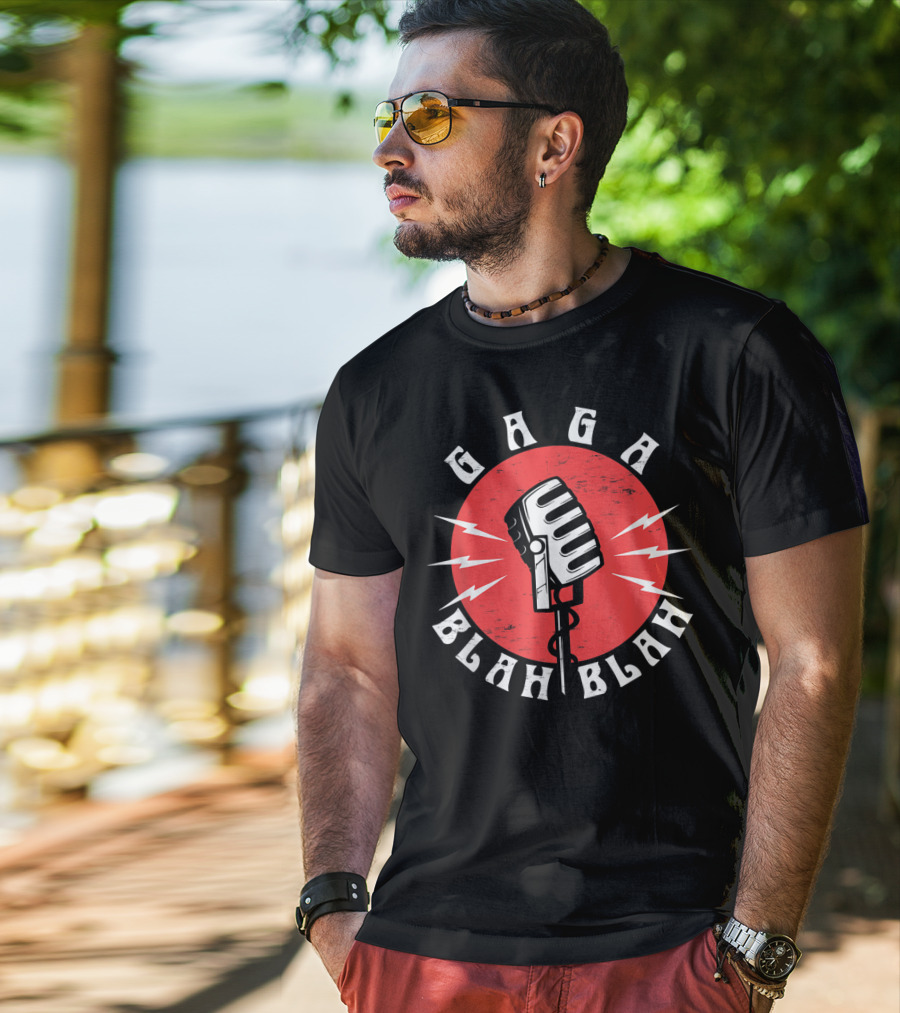 GAGA BLAH BLAH Vintage Microphone Red Circle T-Shirt