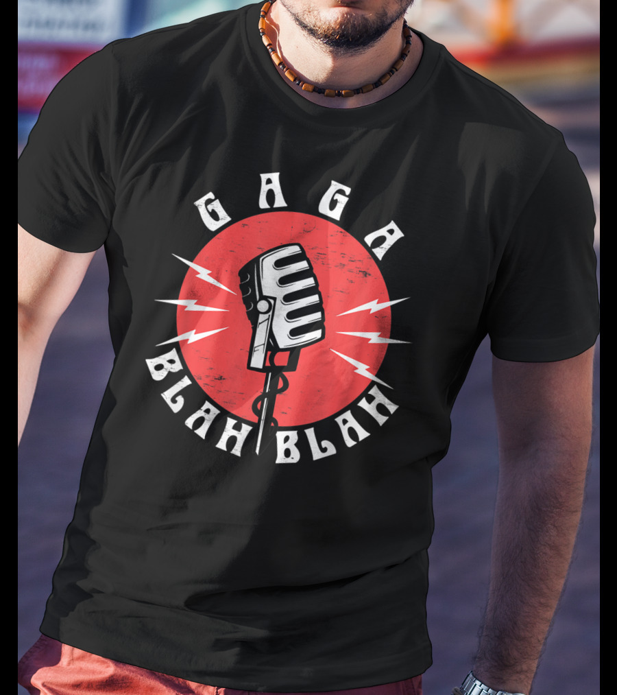 GAGA BLAH BLAH Vintage Microphone Red Circle T-Shirt