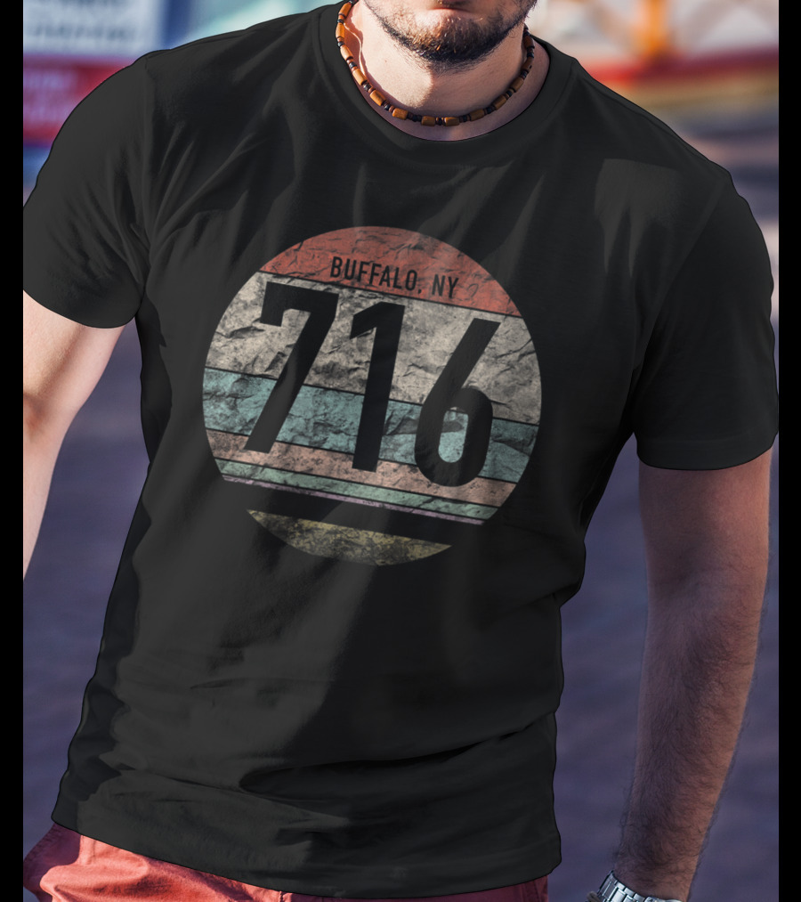 Retro Vintage Buffalo NY 716 Area Code Circle T-Shirt
