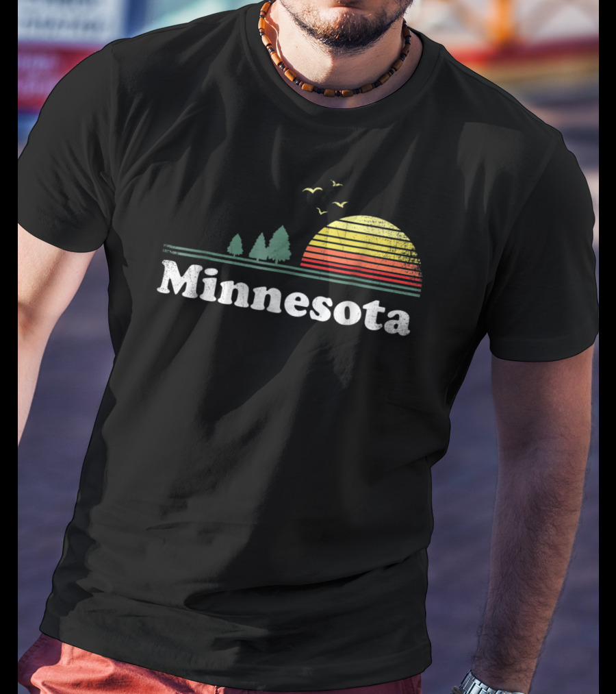 Retro Minnesota Sunset Nature Scene Minnesota Home T-Shirt
