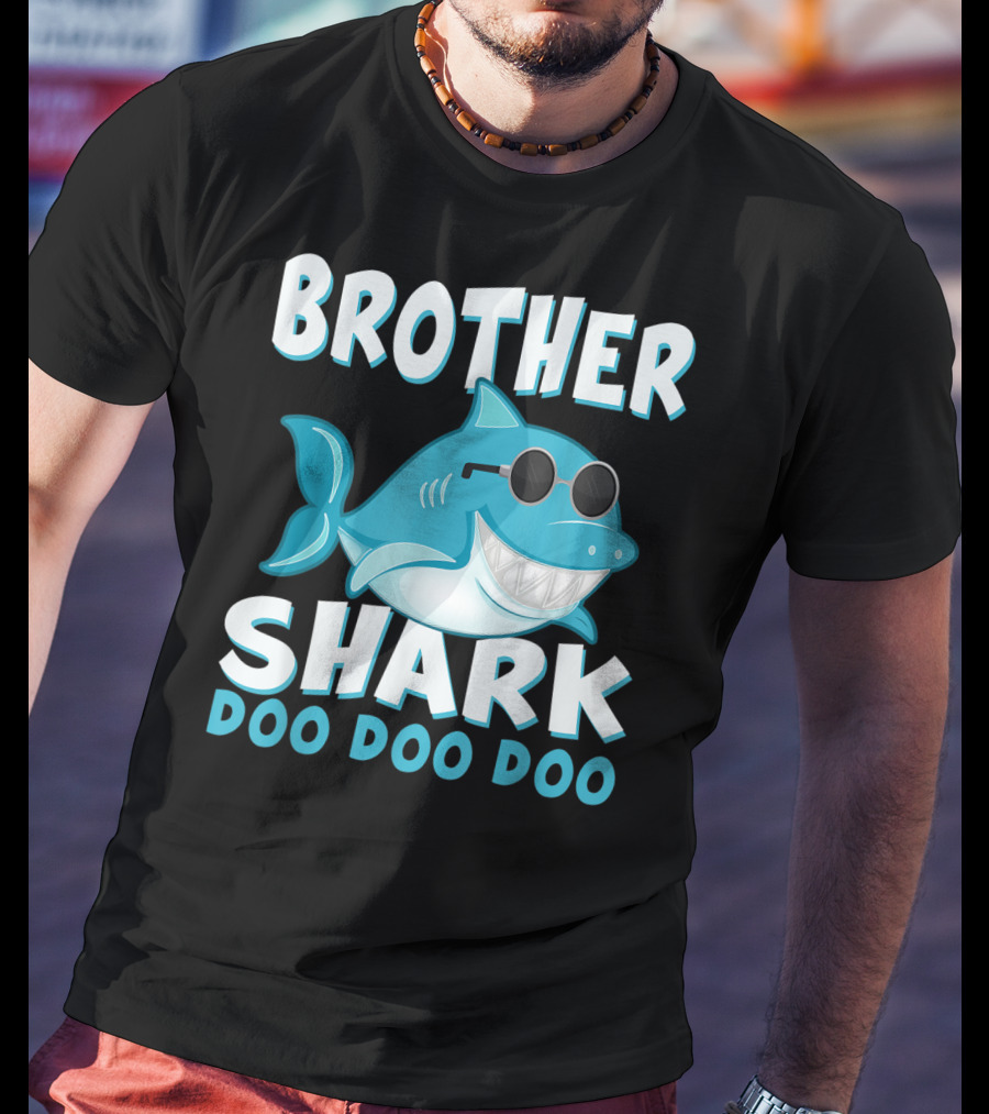 Brother Shark Doo Doo Doo Retro Vintage Father's Day T-Shirt