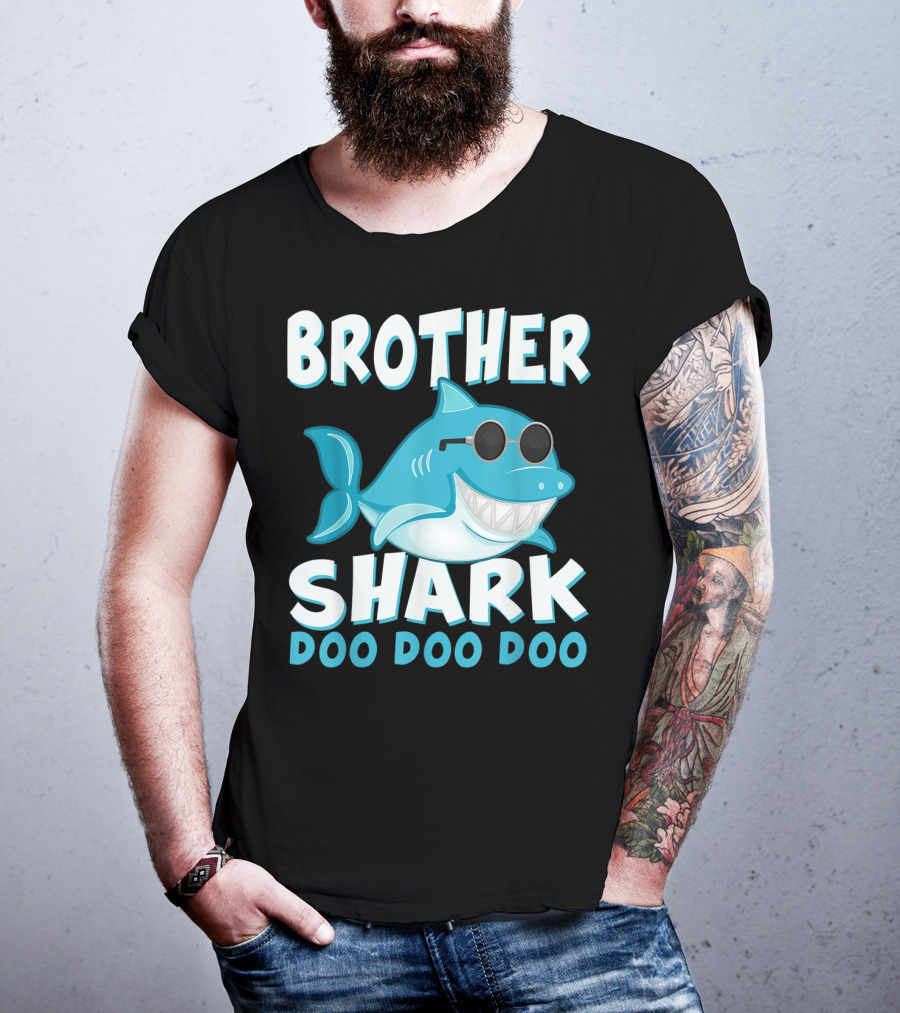 Brother Shark Doo Doo Doo Retro Vintage Father's Day T-Shirt